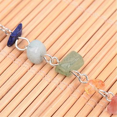 Chakra Handmade Gemstone Chip Beaded Brass Chains for Necklaces or Bracelets Making(AJEW-JB00214-02)-2