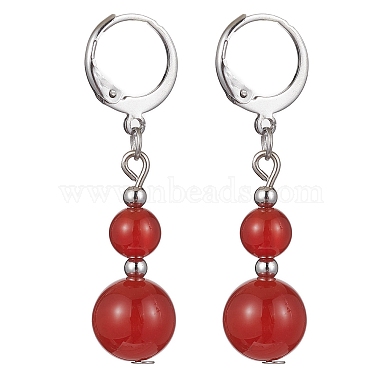 Round Natural Gemstone Dangle Earrings(EJEW-JE05536)-2