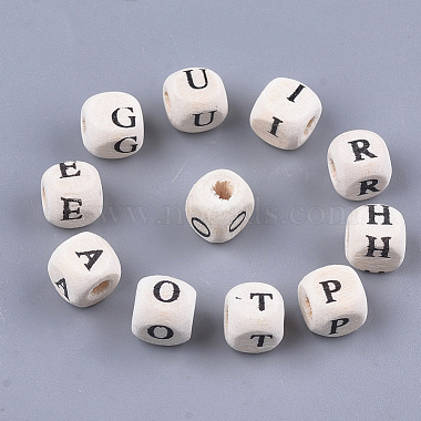 7mm FloralWhite Cube Wood Beads