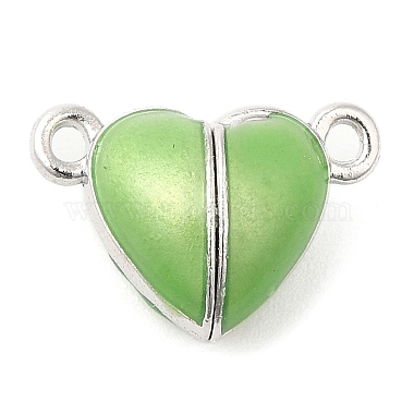 Platinum Lime Green Heart Alloy+Enamel Magnetic Clasps