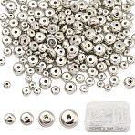 400Pcs 4 Styles CCB Plastic Spacer Beads, Flat Round, Platinum, 4~7x1.8~3.8mm, Hole: 1.2~1.5mm, 100pcs/style(CCB-YW0001-43P)
