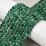 Natural African Jade Beads Strands, Faceted, Round, Green, 4~4.5mm, Hole: 0.7mm, about 87pcs/strand, 15.35''(39cm)(X-G-K366-C01-4mm)