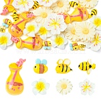 35Pcs 7 Styles Opaque Resin Cabochons, Bees & Flower & Bottle, Mixed Color, 7~37x8.5~29.5x5.5~7.5mm(RESI-YW0006-45)