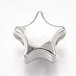 CCB Plastic European Beads, Large Hole Beads, Star, Platinum, 10x10.5x7mm, Hole: 4mm(CCB-S161-03P)