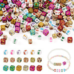 700Pcs 3 Styles Opaque Acrylic Beads, Cube, Mixed Color, 5.5~7.5x6.5~7.5x5.5~7.5mm, Hole: 3.5~4mm(OACR-PJ0001-01B)