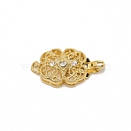 Brass Rhinestone Box Clasps, Flower, Golden, 20x11.5x6mm, Hole: 2mm(KK-WH0045-05G)