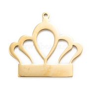 Ion Plating(IP) 304 Stainless Steel Pendants, Laser Cut, Crown, Golden, 31.5x35x1.4mm, Hole: 1.6mm(STAS-P280-20G)