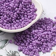 Baking Paint Glass Seed Beads, Peanut, Lilac, 3.5~4x2~2.5x2~2.3mm, Hole: 0.8mm, about 8000pcs/pound(SEED-K009-01B-11)