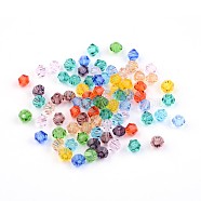 Toupies facettes perles de verre transparent, couleur mixte, 3mm, Trou: 0.5mm, environ 600 pcs / sachet (GLAA-E019-3mm-M2)