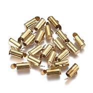Brass Slide On End Clasp Tubes, Slider End Caps, for Ball Chains, Golden, 9x5.5x4mm, Hole: 1mm, Inner Diameter: 3mm(KK-TAC0003-04C-G)