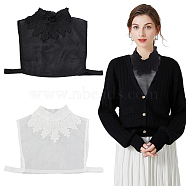 AHADERMAKER 2Pcs 2 Colors Detachable Cotton Lady Lace Shirt Collars, Clothes Sewing Applique Edge, DIY Garment Accessories, Mixed Color, 335x410x5mm, 1pc/color(AJEW-GA0006-12)