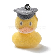 Resin Pendants, With Platinum Iron Loop, Duck Charms, Duck, 28x19x21.5mm, Hole: 2mm(RESI-Q007-01E)