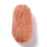 Polyester Crochet Yarn, Sparkling Scrubby Yarn, for Dish Scrubbies, Dishcloth, Decorating Crafts Knitting, Chocolate, 10~13x0.5mm, 218.72 yard(200m)/roll(OCOR-G009-01U)