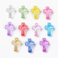 Transparent Acrylic Pendants, Faceted, Cross, Mixed Color, 16x10x4.5mm, Hole: 1.5mm, about 3300pcs/500g(MACR-S373-130-B)