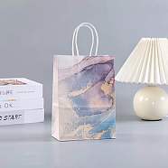 Kraft Paper Bags, with Handle, Gift Bags, Shopping Bags, Rectangle with Marble Pattern, Colorful, 15x8x21cm(PAAG-PW0001-110A-03)