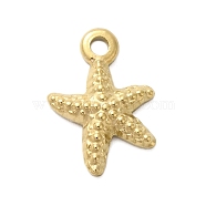 304 Stainless Steel Charms, Starfish Charm, Golden, 12.5x9x2mm, Hole: 1.5mm(STAS-U023-12G)