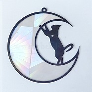 Acrylic Big Pendant, Black, Cat, Moon, 127mm(PW-WG20242-08)