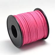 Faux Suede Cords, Faux Suede Lace, Hot Pink, 2.7x1.5mm, about 27.34 yards(25m)/roll(LW-R027-2.7mm-1050)