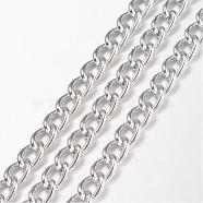 Aluminium Twisted Curb Chains, Unwelded, Silver Color Plated, 9x6x1.5mm(CHA-K001-03S)