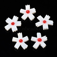 Natural Freshwater Shell Beads, with Enamel, Flower, FireBrick, 15x14x4.5mm, Hole: 0.9mm(SHEL-N003-19D)