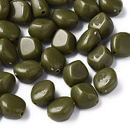 Opaque Acrylic Beads, Nuggets, Dark Olive Green, 15.5x14x11mm, Hole: 1.8mm, about 380pcs/500g(MACR-S373-137-A11)