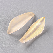 Transparent Spray Painted Glass Pendants, with Glitter Powder, Frosted, Petaline, Gold, 25.5x9x4mm, Hole: 1mm(GLAA-S190-015I-01)