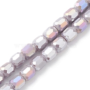 Electroplate Glass Beads Strands, AB Color Plated, Faceted, Barrel, Dark Gray, 8x8mm, Hole: 1.2mm, about 80pcs/strand, 26.14''(66.4cm)(EGLA-K015-08H)
