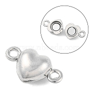 Alloy Magnetic Clasps with Loops, Nickel Free, Heart, Platinum, 17x10x6.5mm, Hole: 1.5mm(PALLOY-L234-01P-NF)