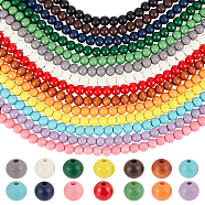 PandaHall Elit 14 Strands 14 Colors Painted Natural Wood Beads Strands, Round, Mixed Color, 10x8~9mm, Hole: 2~3mm, about 41~42pcs/strand, 13.98 inch~14.61 inch(35.5~37.1cm), 1 strand/color(WOOD-PH0002-31)