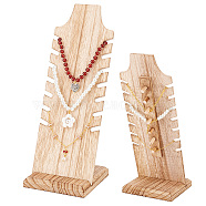 Wooden Slant Back Necklace Display Board, Rectangle Jewelry Display Organizer Holder for Necklace Storage, Moccasin, 9.7x9.9x25.5cm(NDIS-WH0016-04B-03)