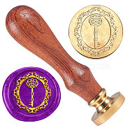 Brass Sealing Wax Stamp Head, with Wood Handle, for Envelopes Invitations, Gift Cards, Key, 83x22mm, Head: 7.5mm, Stamps: 25x14.5mm(AJEW-WH0208-897)