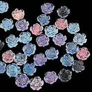 Transparent Resin Cabochons, with Glitter Sequins/Paillette, Flower, Mixed Color, 7.5~8x7.5~8.5x4.5~5mm(CRES-N030-014)