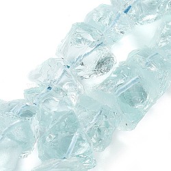 Glass Imitation Aquamarine Beads Strands, Nuggets, Light Blue, 9~17x7~16x8~14mm, Hole: 0.9mm, about 21~25pcs/strand, 7.09''~7.87''(18~20cm)(G-P528-A03-01)