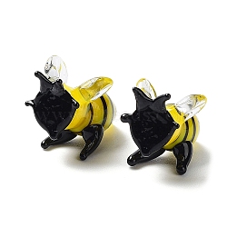 Home Decorations, Handmade Lampwork Display Decorations, Bees, Yellow and Black, 20~26x12x17~20mm(LAMP-J084-55)