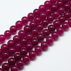 Natural Malaysia Jade Bead Strands, Round Dyed Beads, Medium Violet Red, 6mm, Hole: 1mm, about 64pcs/strand, 15 inch(G-M101-6mm-08)