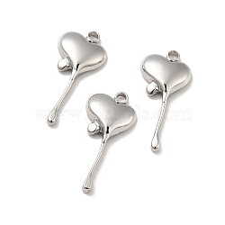 Non-Tarnish 304 Stainless Steel Pendants, Melting Heart Charms, Stainless Steel Color, 19.5x9x2.5mm, Hole: 1.5mm(X-STAS-I197-023P)