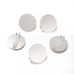 Flat Round Tray Brass Brooch Findings for DIY Brooch Making, with Iron Pins, Silver Color Plated, 20mm(MAK-Q001-026S)