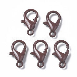 Spray Painted Eco-Friendly Alloy Lobster Claw Clasps, Cadmium Free & Nickel Free & Lead Free, Coconut Brown, 12.5x8x3mm, Hole: 1.2mm(PALLOY-T080-06E-14-NR)