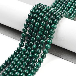 Natural Malachite Beads Strands, Round, Green, 4~5mm, Hole: 0.7mm, 40pcs/strand, 8 inch(G-I001-4mm-01)