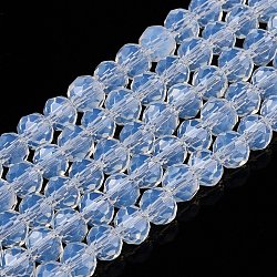 Glass Beads Strands, Imitation Jade, Faceted, Rondelle, Clear, 4x3mm, Hole: 0.4mm, about 113~115pcs/strand, 41~41.5cm(EGLA-A044-J4mm-D06)