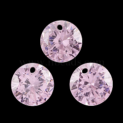 Cubic Zirconia Charms, Faceted, Flat Round, Pearl Pink, 4x2mm, Hole: 0.7mm(ZIRC-N033-C-08)