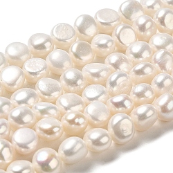 Natural Cultured Freshwater Pearl Beads Strands, Two Sides Polished, Grade 6A+, PapayaWhip, 7~8x7.5~8.5x5.5~6mm, Hole: 0.5mm, about 45~46pcs/strand, 13.78~13.58 inch(34.5~35cm)(PEAR-E017-14)