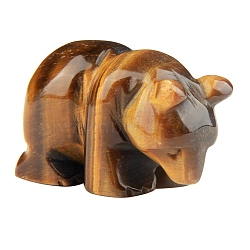 Natural Tiger Eye Bear Display Decorations, for Home Office Desk Decoration, 20x20mm(PW-WG44AF1-02)