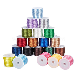 PandaHall Elite Nylon Rattail Satin Cord, Beading String, for Chinese Knotting, Jewelry Making, Mixed Color, 2mm, about 10m/roll, 20 colors, 1roll/color, 20rolls/set(NWIR-PH0001-72-WH)