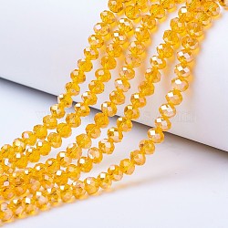 Electroplate Glass Beads Strands, AB Color Plated, Faceted, Rondelle, Orange, 8x6mm, Hole: 1mm, about 72pcs/strand, 16.14 inch(41cm)(X-EGLA-A034-T8mm-B01)