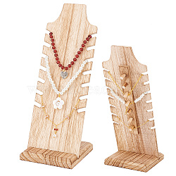 Wooden Slant Back Necklace Display Board, Rectangle Jewelry Display Organizer Holder for Necklace Storage, Moccasin, 9.7x9.9x25.5cm(NDIS-WH0016-04B-03)