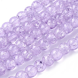 Spray Painted Crackle Glass Beads Strands, Round, Two Tone, Plum, 6mm, Hole: 1.3~1.6mm, about 133pcs/strand, 31.4 inch(CCG-Q002-6mm-04)