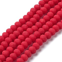 Glass Beads Strands, Faceted, Frosted, Rondelle, Crimson, 3.5mm, Hole: 1mm, about 123~127pcs/strand, 13.7~14.1 inch(35~36cm)(EGLA-A034-P3mm-MD22)