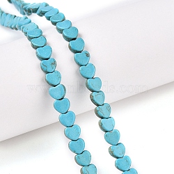 Synthetic Turquoise Beads Strands, Dyed, Heart, Dark Turquoise, 5~5.5x6x3mm, Hole: 1.2mm, about 72pcs/strand, 14.49~14.69''(36.8~37.3cm)(UNKW-T001-03)