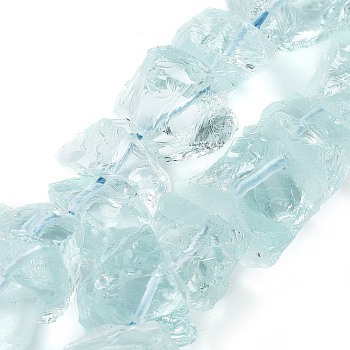 Glass Imitation Aquamarine Beads Strands, Nuggets, Light Blue, 9~17x7~16x8~14mm, Hole: 0.9mm, about 21~25pcs/strand, 7.09''~7.87''(18~20cm)
